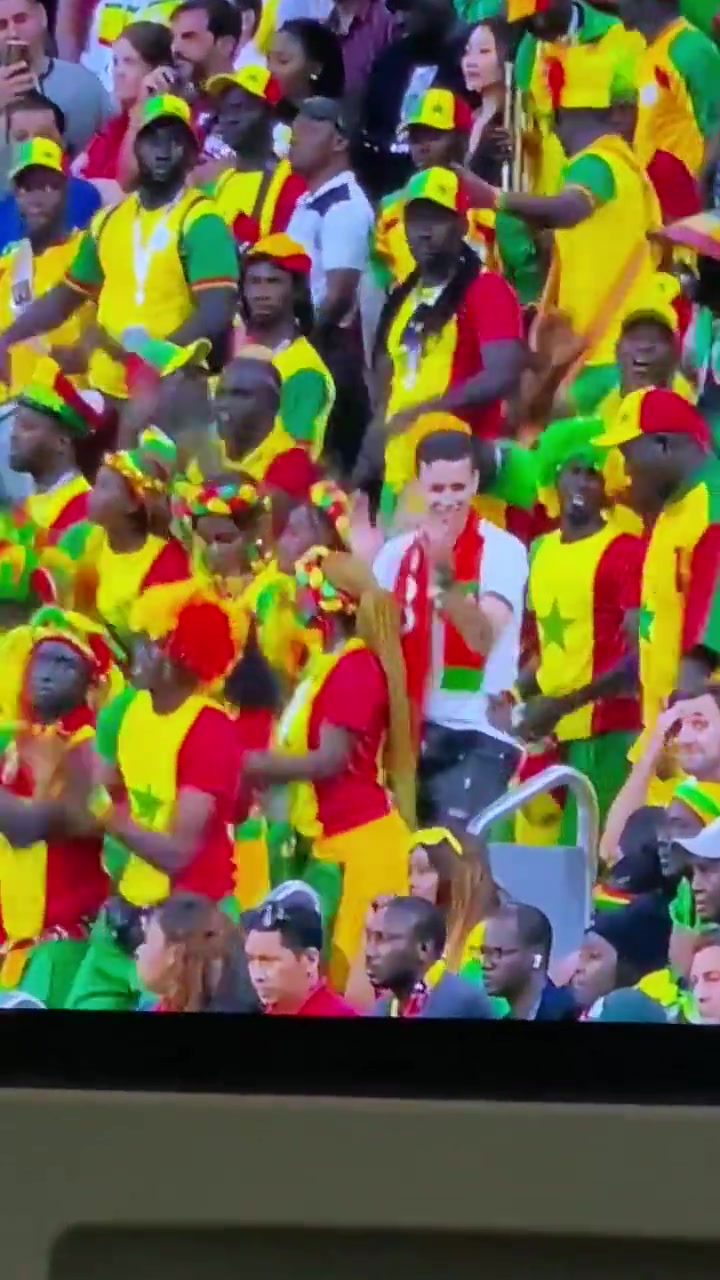 心态真好！误入对方球迷阵营，英格兰球迷被迫与塞内加尔球迷共舞