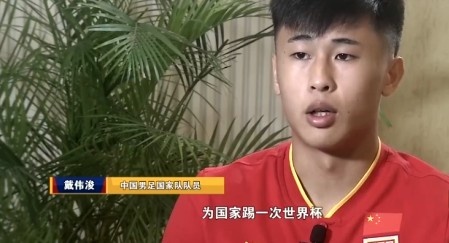 戴伟浚：职业球员的梦想就是为国家踢一次世界杯