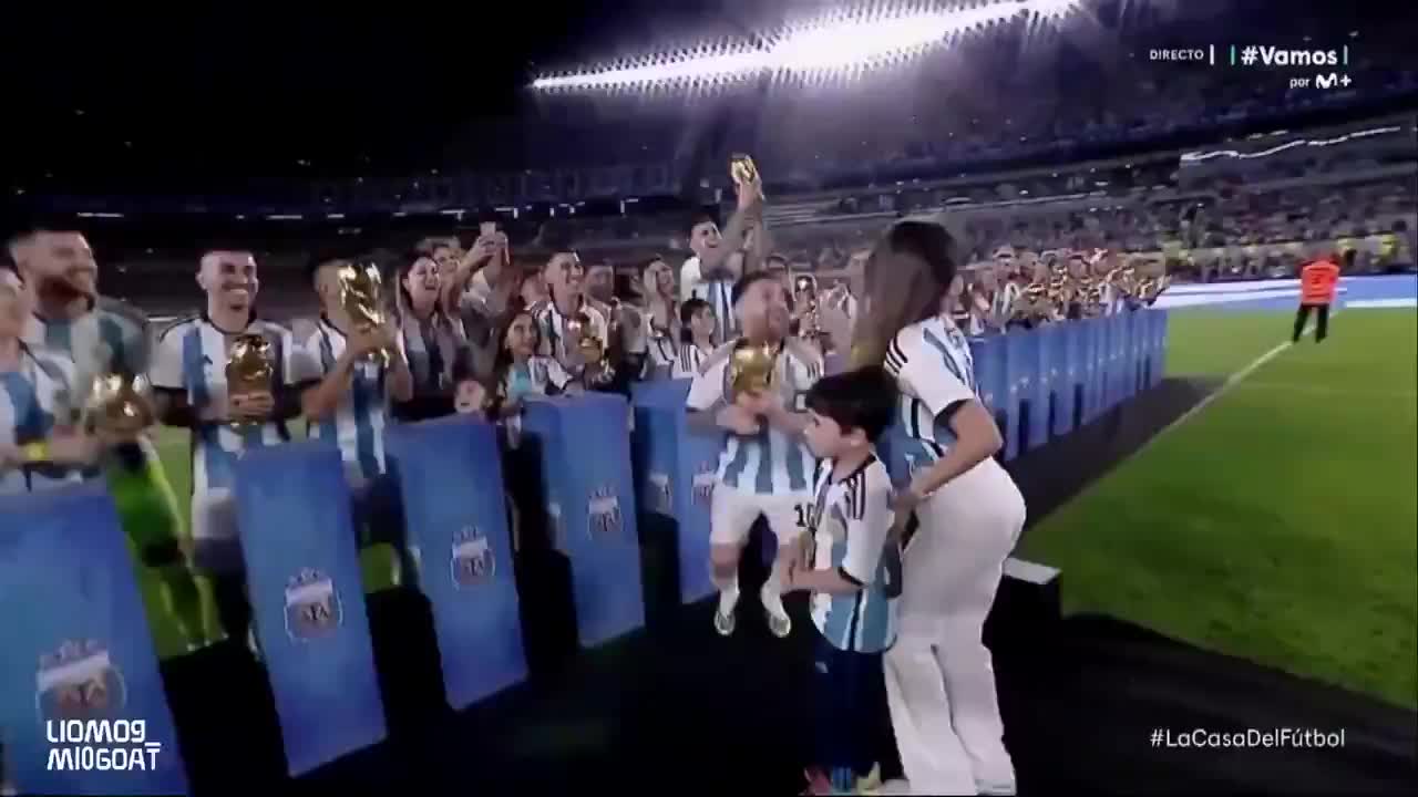 世界杯冠军！梅西和队友再次高举大力神杯！