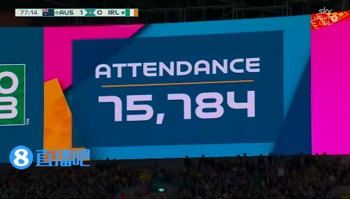 女足世界杯澳大利亚与爱尔兰之战，观众人数达75784名