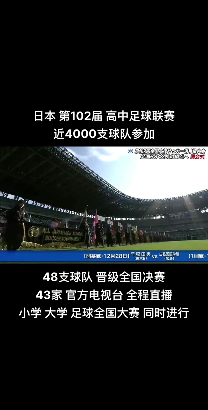 场面震撼！日本102届高中足球联赛近4000支球队参加