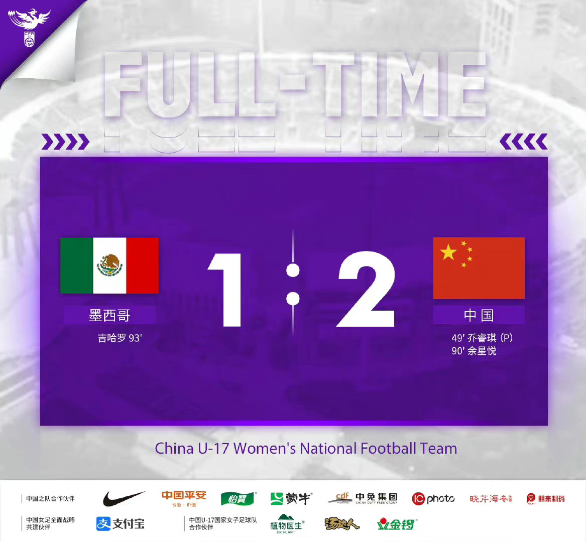 开门红！U17女足世界杯小组赛-中国U17女足2-1战胜墨西哥