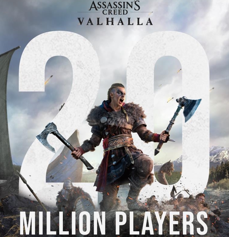 育碧官宣：《刺客信条：英灵殿》全球玩家人数已经突破2000万！