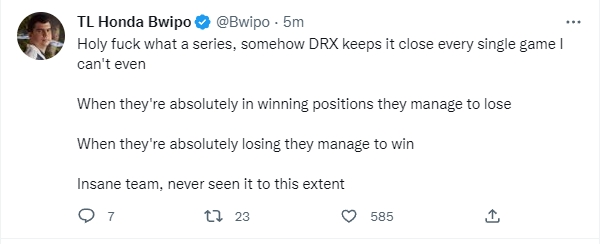 Bwipo：DRX太疯狂了，要输的局这都能赢，能赢的局这能输？