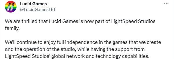 腾讯光子工作室收购《毁灭全明星》开发商Lucid Games