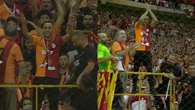 齐耶赫与球迷共同庆祝加拉塔萨雷联赛首胜，二弟梅开二度
