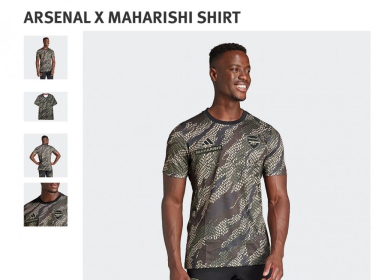 迷彩配色!阿森纳与伦敦街头服饰品牌maharishi推出联名款训练服