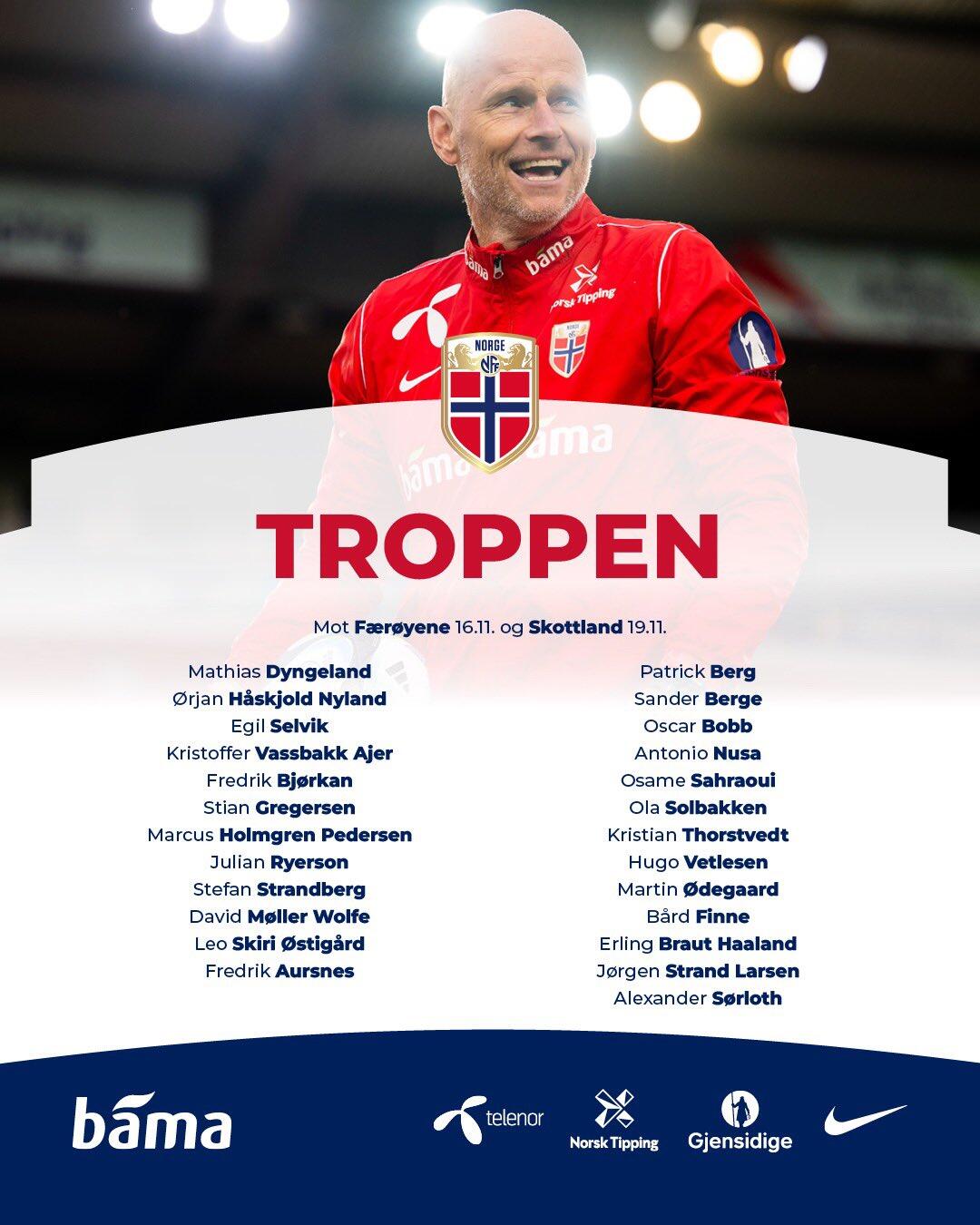 挪威欧预赛大名单：哈兰德&厄德高领衔厄斯蒂高&索尔巴肯在列