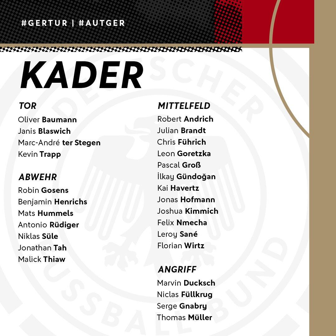 德国队新一期大名单出炉：穆勒、京多安领衔，基米希、哈弗茨入选