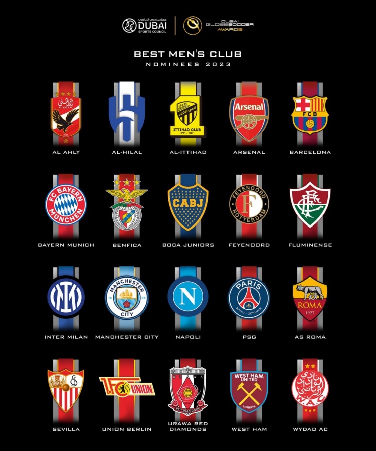 环足奖年度最佳男足俱乐部候选：新月、曼城、拜仁、巴萨在列