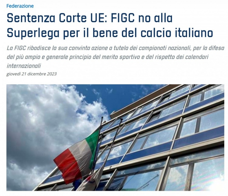 意大利足协声明：欧超不符合我们的原则，将坚定保护本国联赛