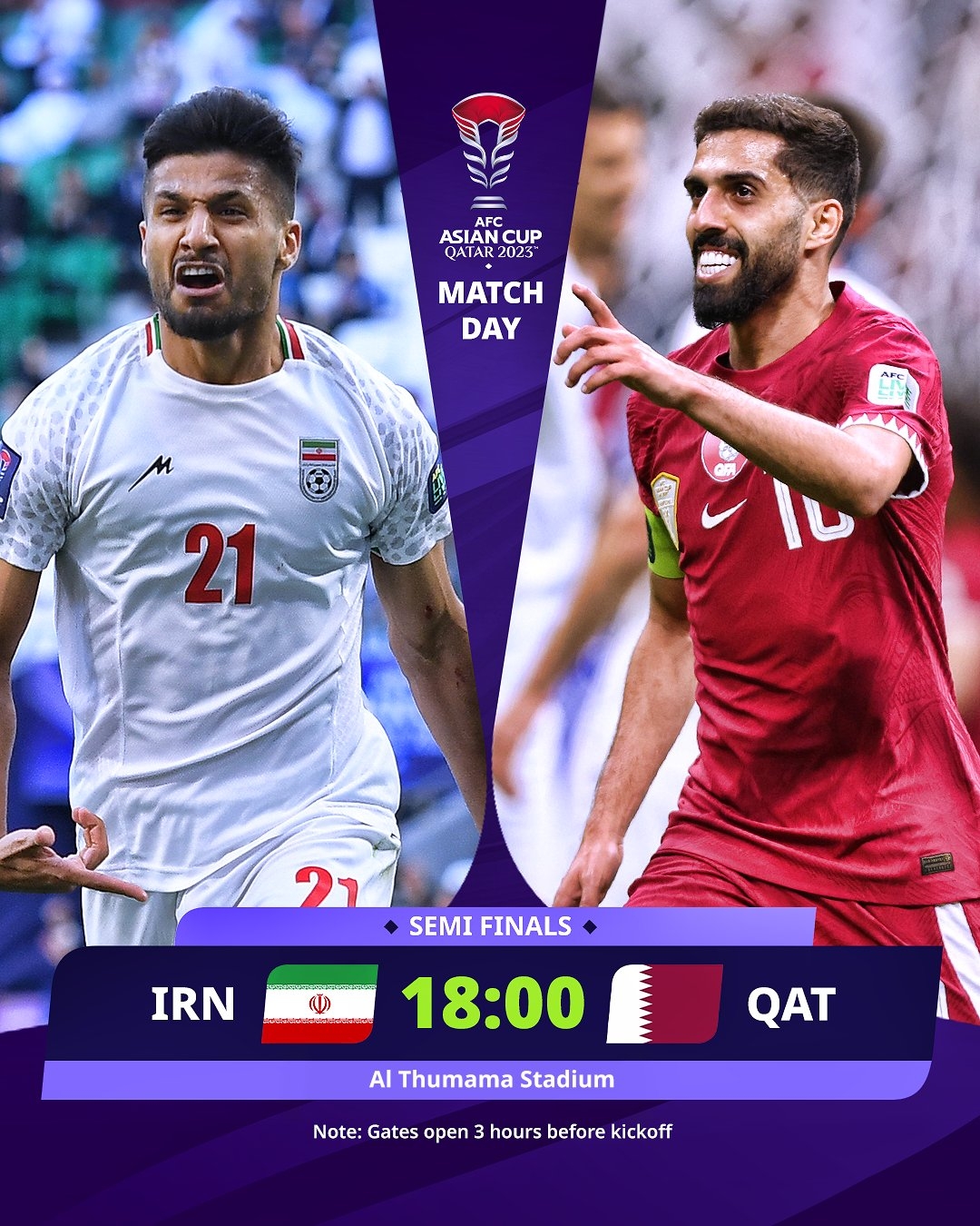 亚洲杯半决赛卡塔尔vs伊朗首发：阿菲夫先发、塔雷米出战