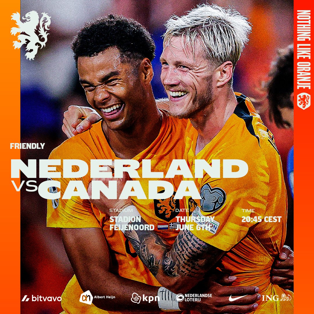 欧洲杯开赛前荷兰将进行两场友谊赛，对手为加拿大和冰岛