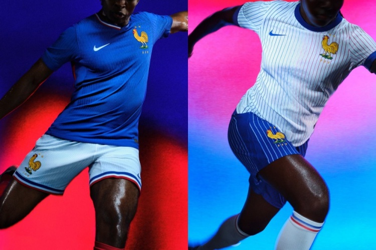 法国队欧洲杯球衣发布：主场深蓝色，客场白色+蓝红竖纹