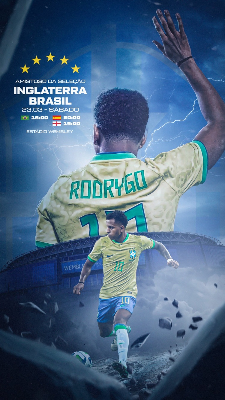 巴西新10号！罗德里戈晒个人海报预热对阵英格兰：一起加油！