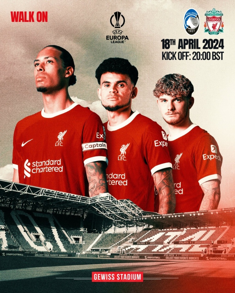利物浦发布客战亚特兰大海报：范迪克、迪亚斯、埃利奥特出镜