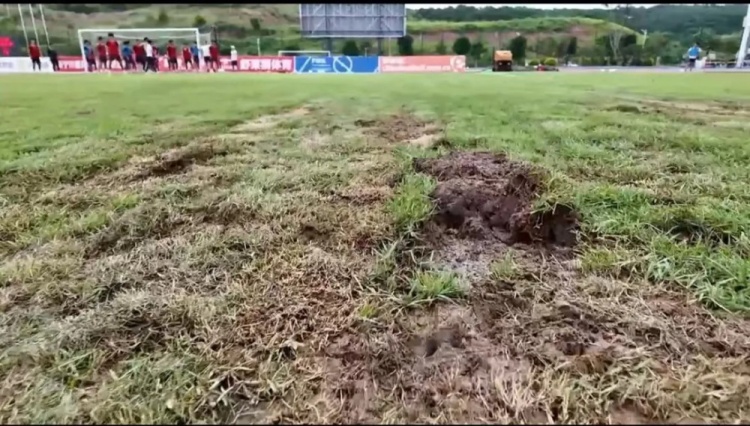 东体：海港足协杯场地条件不佳，草皮平整度一般+降雨使泥土松软