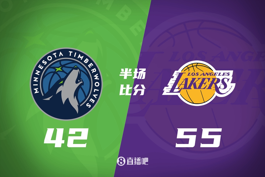 父子同台2分半！湖人半场领先森林狼13分浓眉12+7