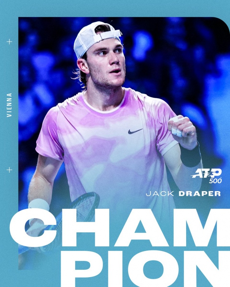 ATP500维也纳：德雷珀20卡恰诺夫夺得冠军，生涯首座500赛冠军