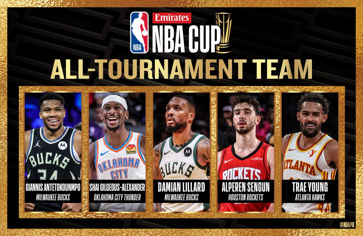 NBA杯最佳阵容：字母哥、亚历山大、利拉德、申京、特雷杨